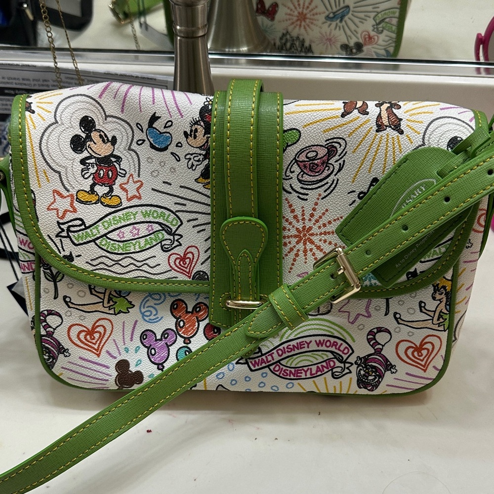 Dooney & Bourke Green and White 10th Anniversary Disney Crossbody Bag